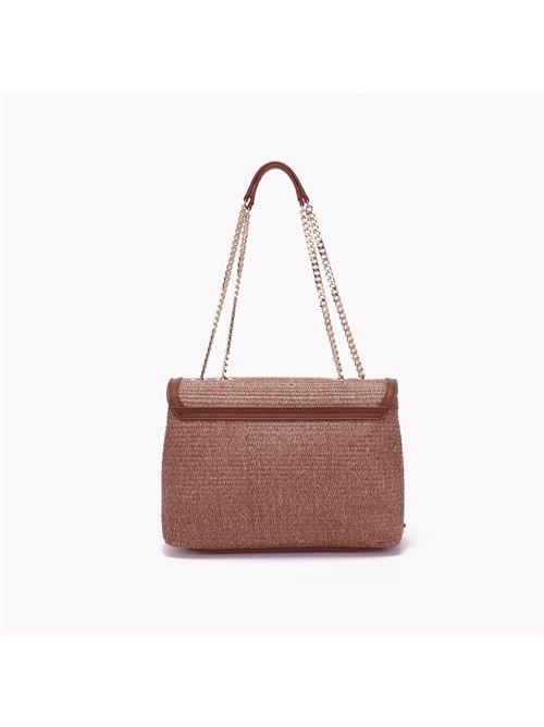 malibu bowling shoulder bag rafia + synthetic cuoio La carrie | 141M-WM-230-RAE/CUOCUOIO